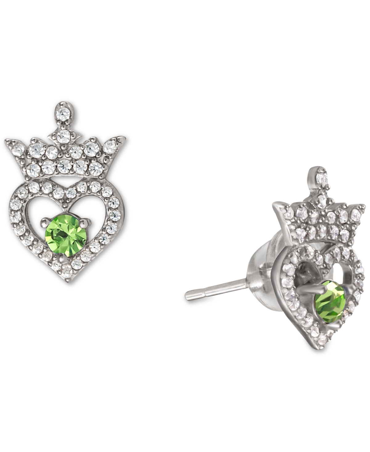 Disney Cubic Zirconia Princess Tiara Heart Stud Earrings in Sterling Silver