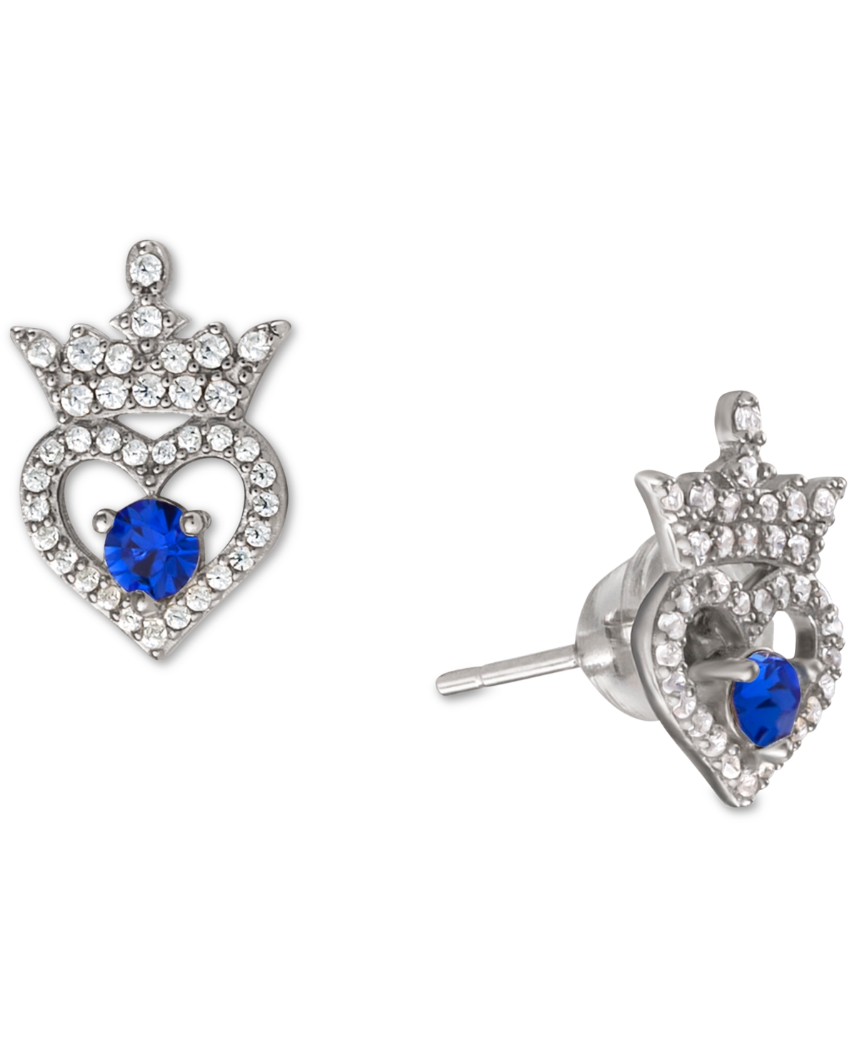 Disney Cubic Zirconia Princess Tiara Heart Stud Earrings in Sterling Silver