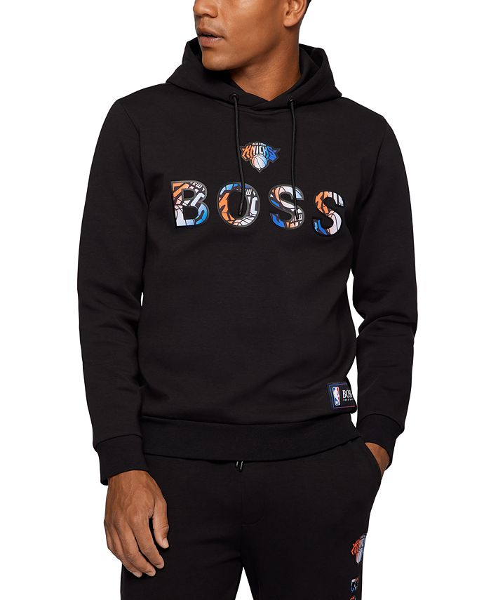 Men's New York Knicks FISSL Black All Over Logo Pullover Hoodie