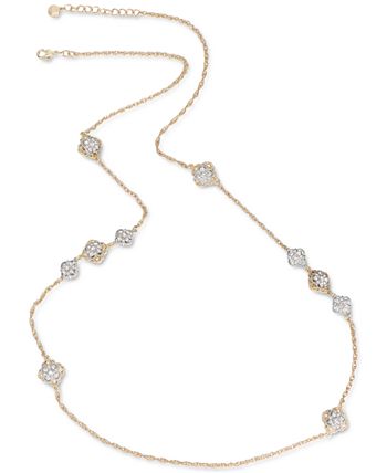 Charter Club - Two-Tone Crystal Palazzo Long Station Necklace, 42" + 2" extender