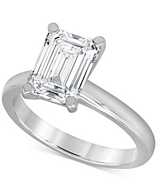 Certified Lab Grown Emerald-Cut Solitaire Engagement Ring (3 ct. t.w.) in 14k White Gold