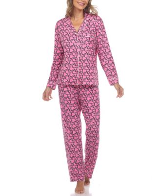 Women's 2 Piece Long Sleeve Heart Print Pajama Set