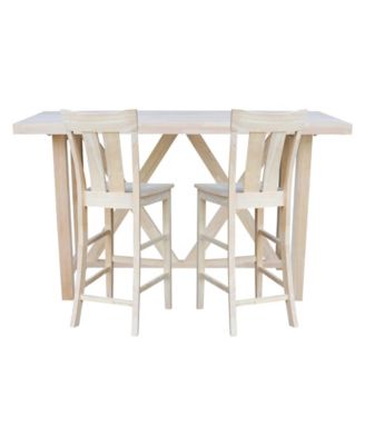 Bar Height Table with 2 Splat Back Bar Stool Set, 3 Piece