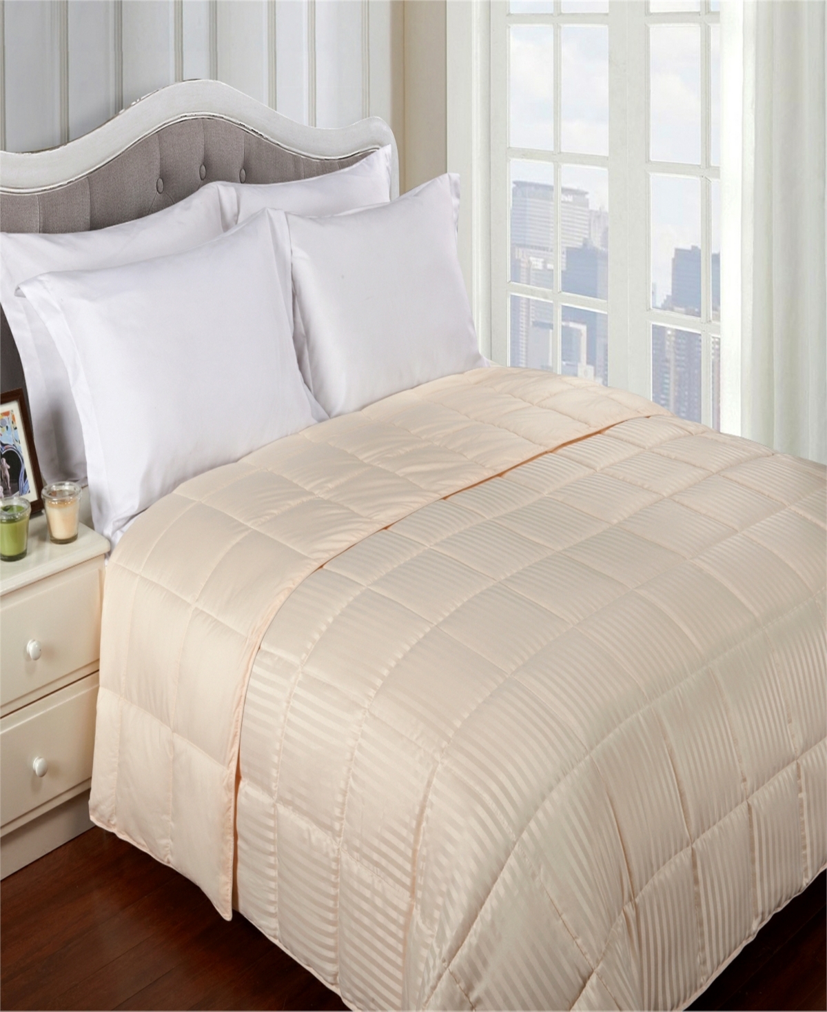 SUPERIOR STRIPE HYPOALLERGENIC DOWN ALTERNATIVE BLANKET, FULL/QUEEN 