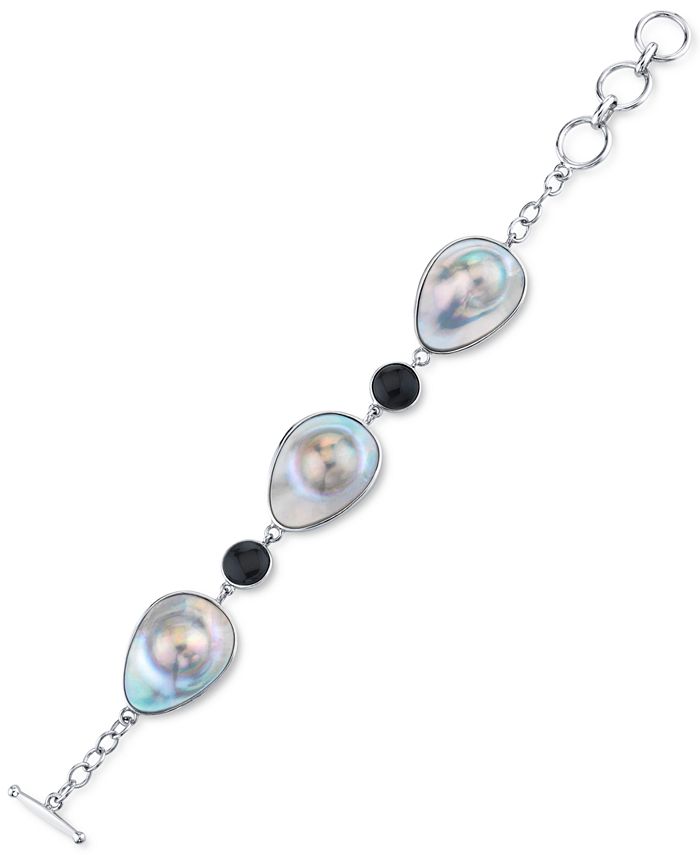Macy's - Blister Shell & Black Agate Statement Bracelet in Sterling Silver