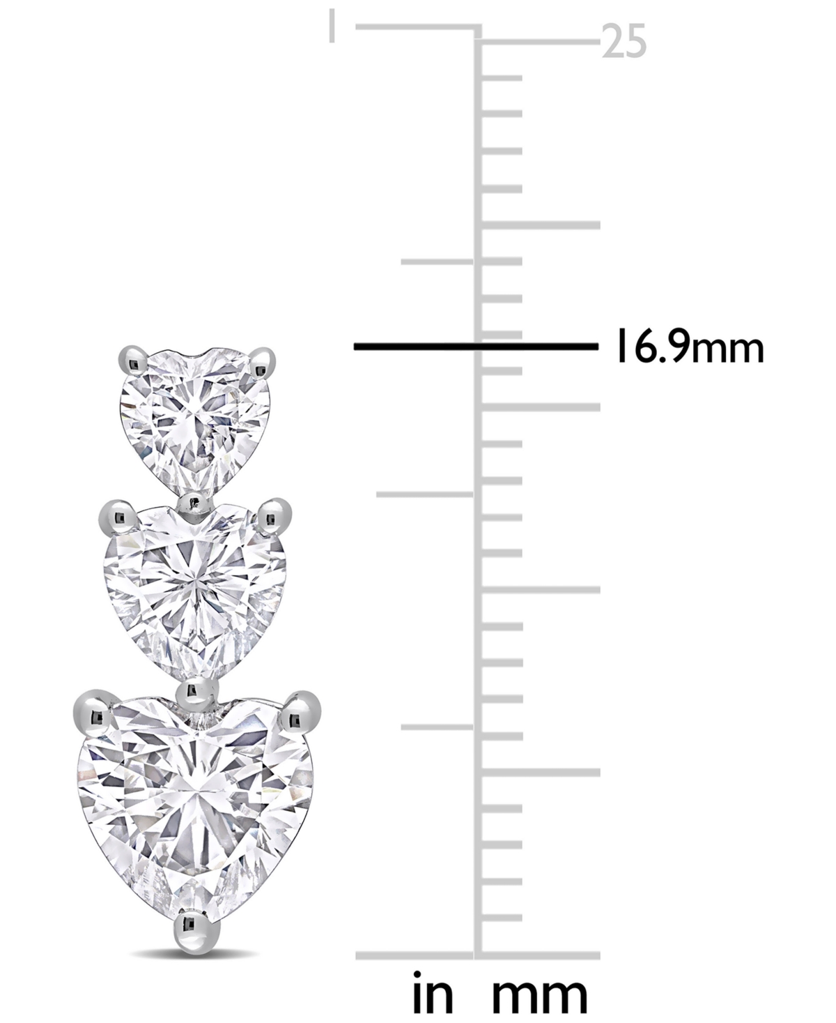 Lab-GrownGraduated Heart Stud Earrings (3-1/2 ct. t.w.) in Sterling Silver - Moissanite