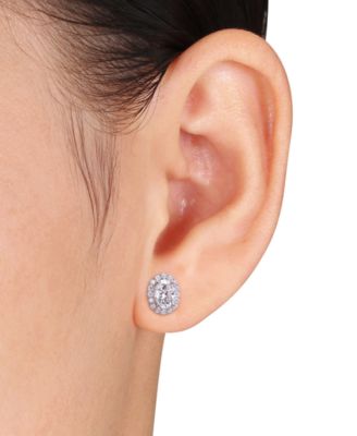 Lab-Created Moissanite Oval Halo Stud Earrings (2-1/3 ct. t.w.) in Sterling Silver