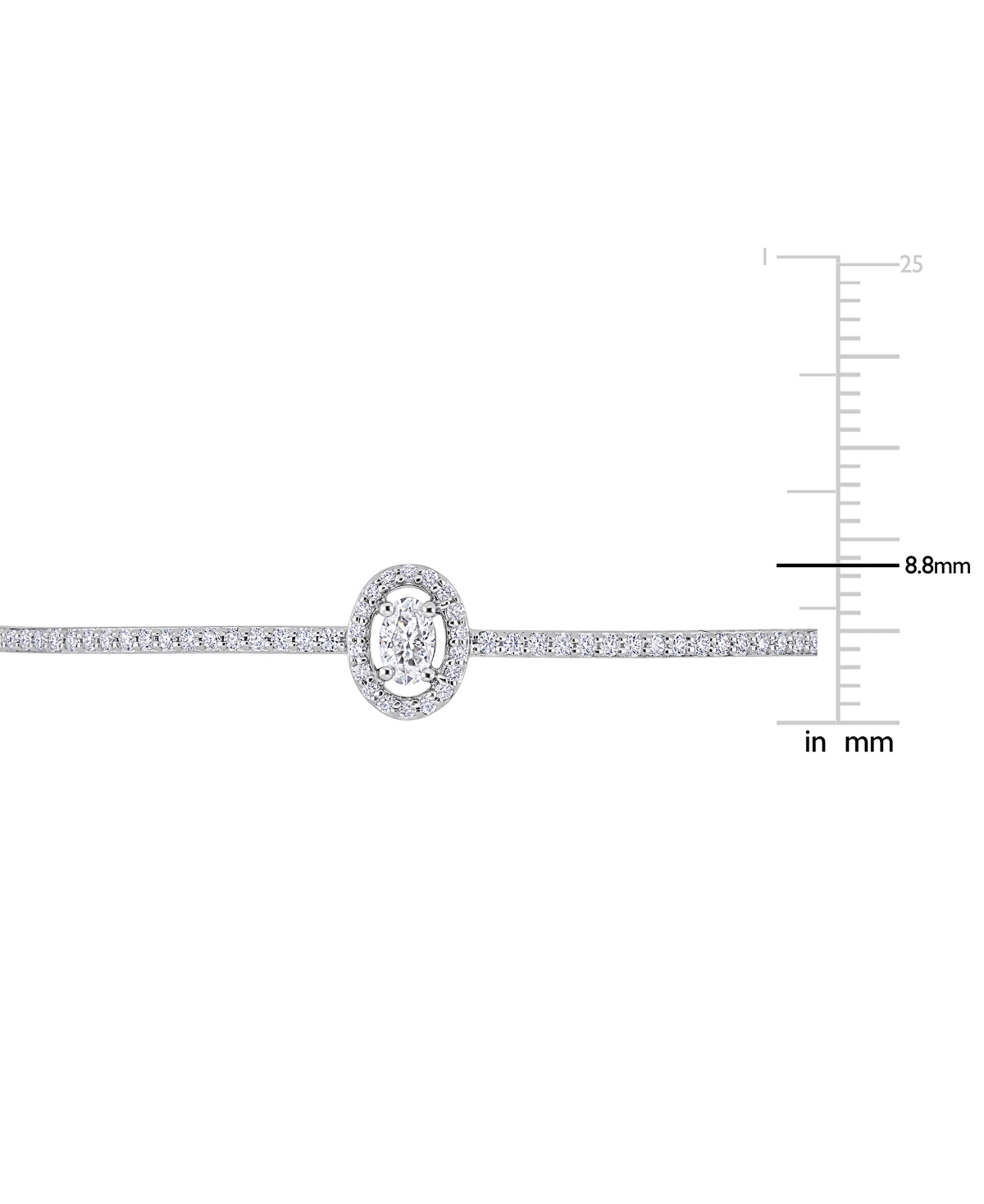 Lab-CreatedOval Halo Bolo Bracelet (3/4 ct. t.w.) in Sterling Silver - Moissanite
