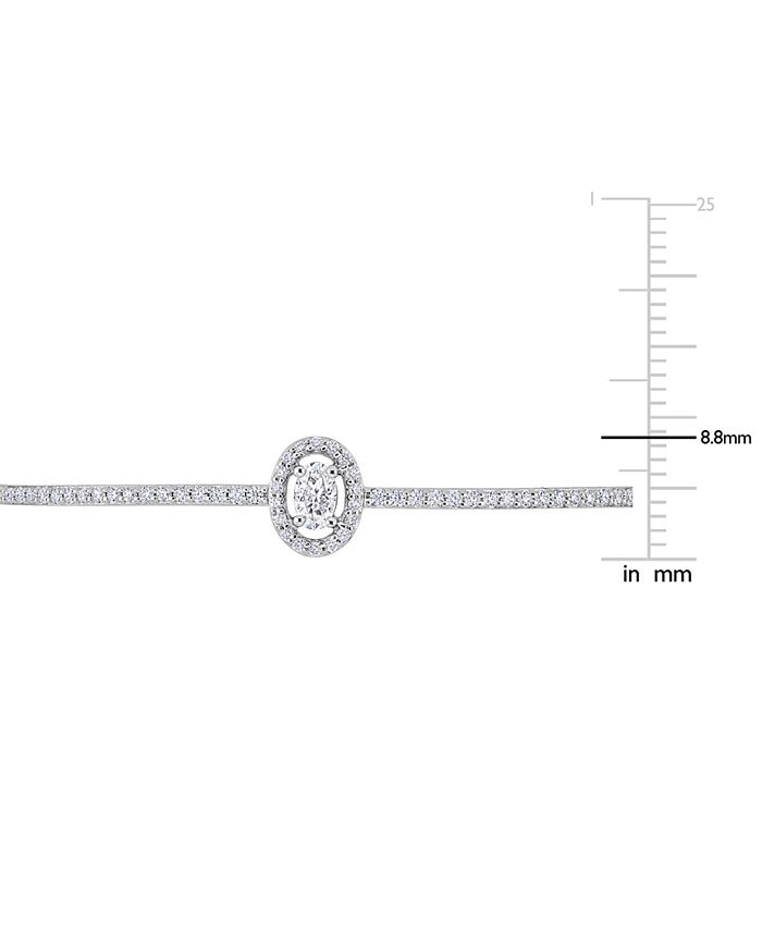 Macy's - Lab-Created Moissanite Oval Halo Bolo Bracelet (3/4 ct. t.w.) in Sterling Silver