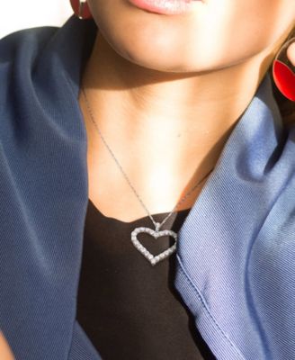 Lab-Grown Moissanite Heart 18" Pendant Necklace (2-2/5 ct. t.w.) in Sterling Silver