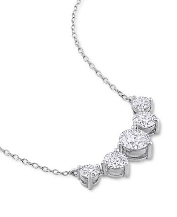 Macy's - Lab-Created Moissanite Graduated Five Stone 18" Statement Necklace (2-1/2 ct. t.w.) in Sterling Silver