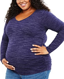 Plus Size Long-Sleeve Side-Ruched Maternity Tee