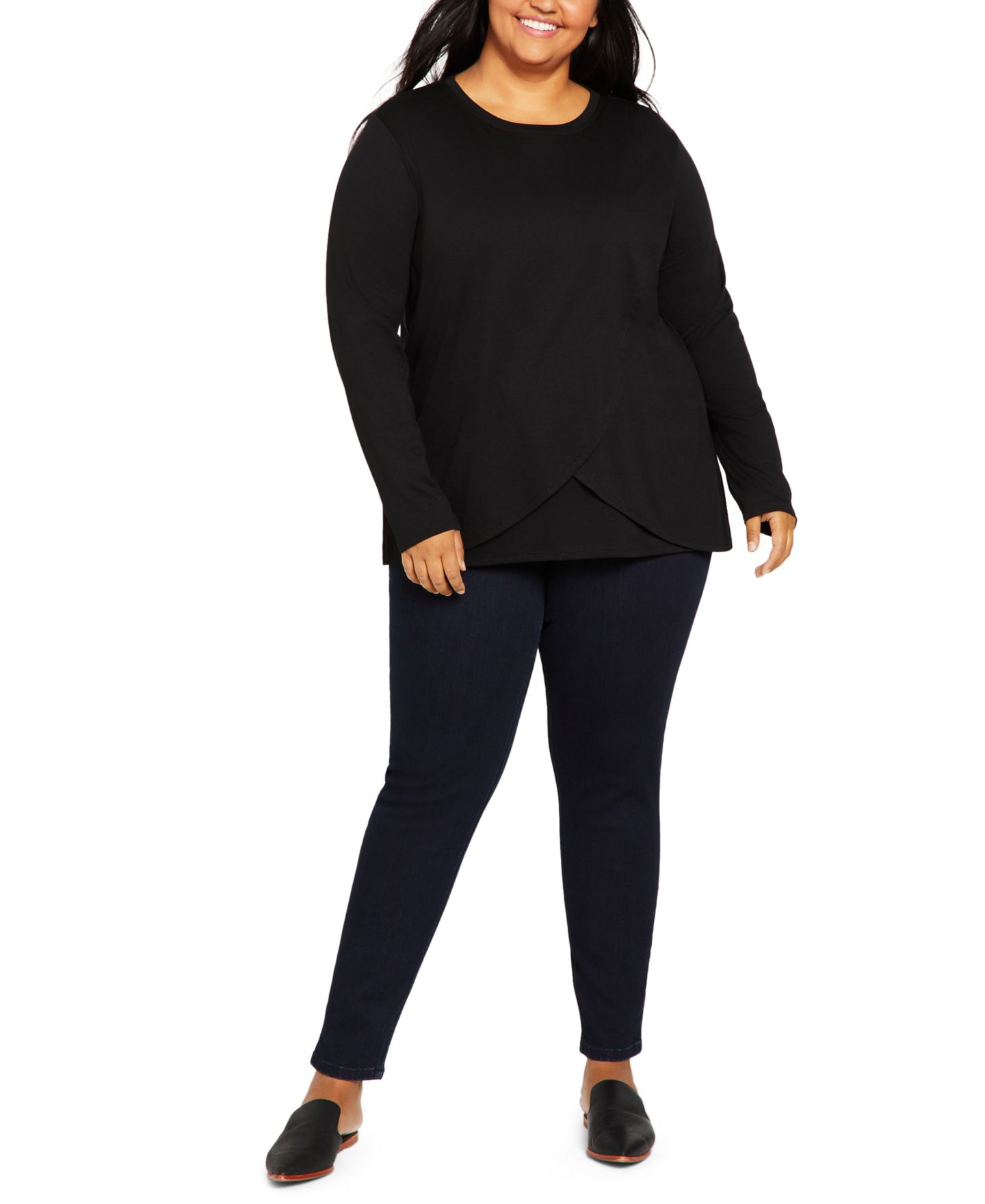 Женская футболка Motherhood Maternity Plus Size Crewneck Nursing, цвет: Чёрный — фото 5