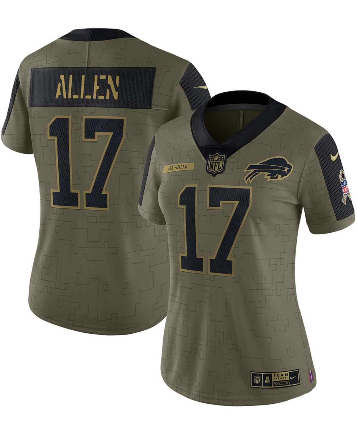 Women's Josh Allen Olive Buffalo Bills 2021 Salute To Service Limited Player Jersey