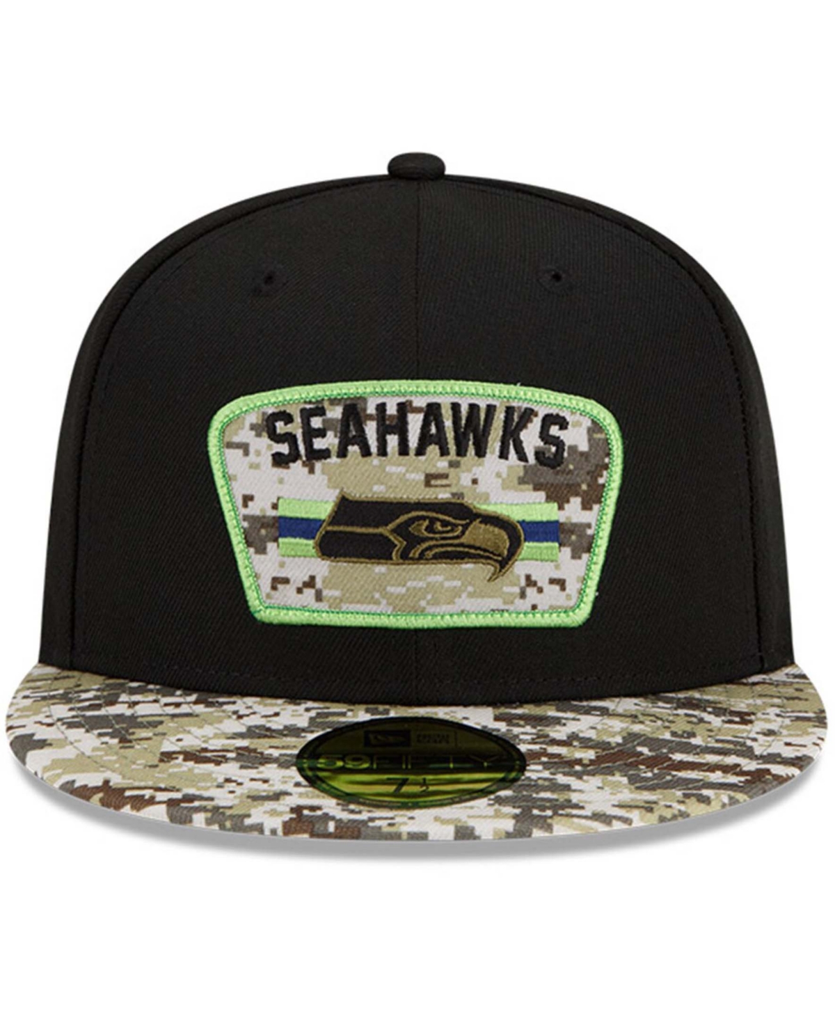 Men's Black-Camouflage Seattle Seahawks 2021 Salute To Service 59FIFTY Fitted Hat - Black-Camouflage