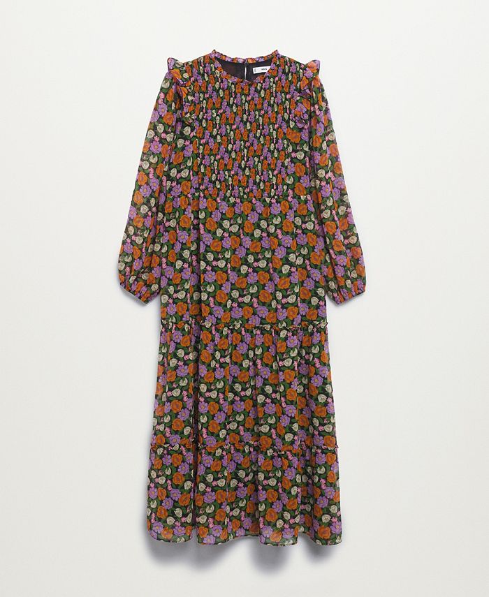 MANGO Women's Printed Dress with Balloon Sleeves - Macy's