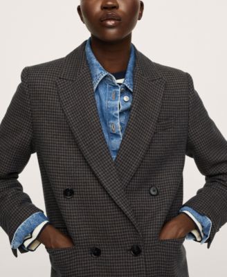 mango checked recycled wool coat