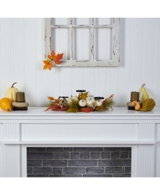 22" Fall Pumpkin and Maple Leaf Autumn Candelabrum