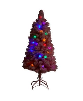Holiday Frosted Cashmere Artificial Christmas Tree with 30 Jumbo Globe LED Lights, 4'