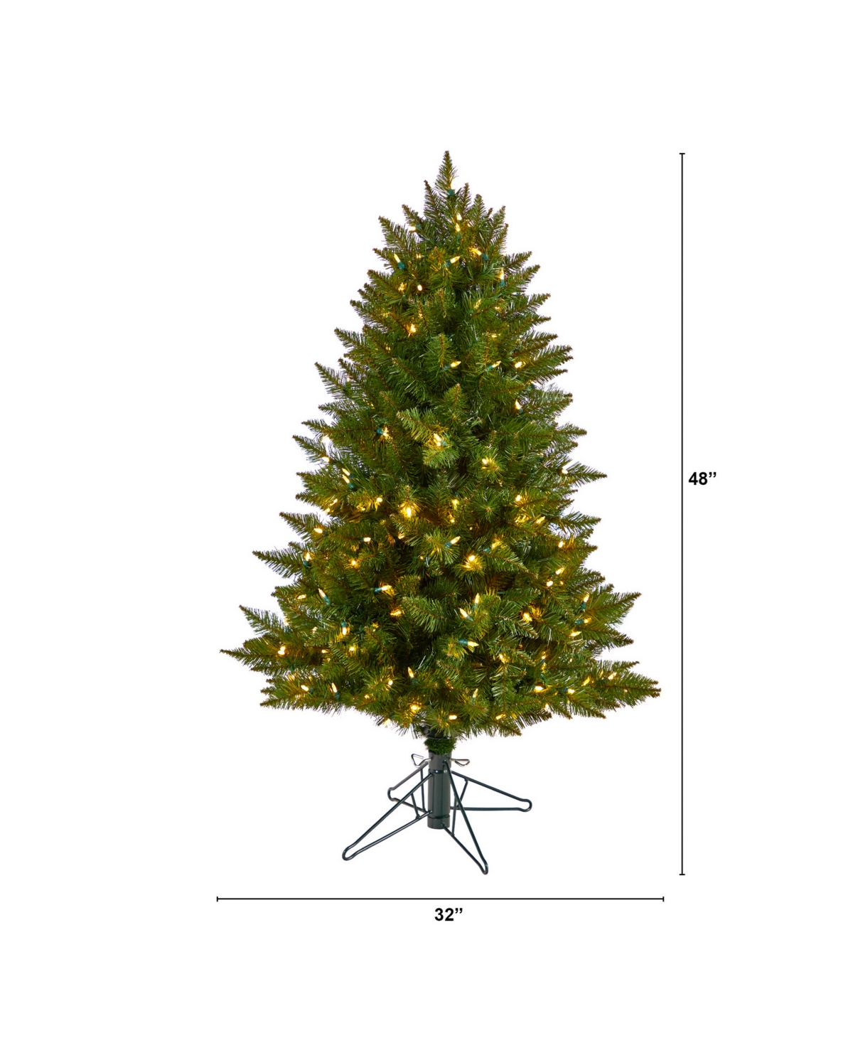 Vermont Spruce Artificial Christmas Tree with 200 Color Changing Multifunction and Remote Control Led Lights and 400 Bendable Branches, 4'