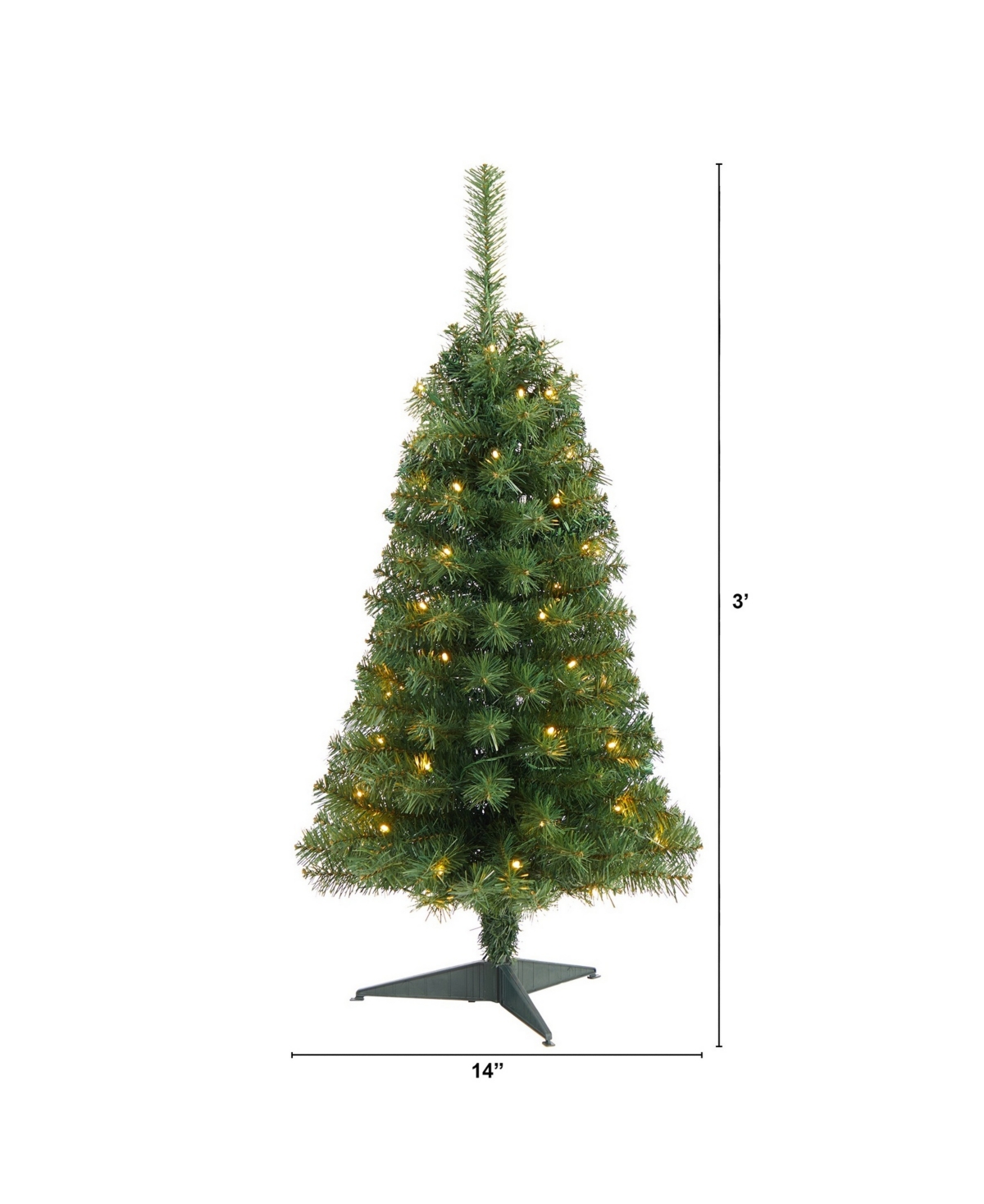 Artificial Christmas Tree with 50 Led Lights and 118 Bendable Branches, - Green