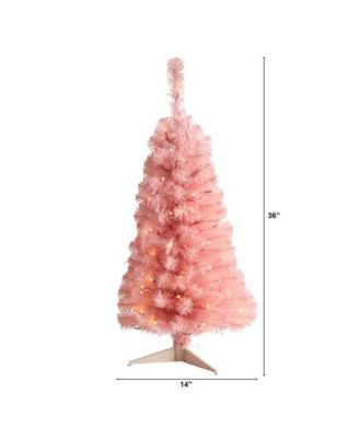 Pink Artificial Christmas Tree with 50 LED Lights and 118 Bendable Branches, 3'