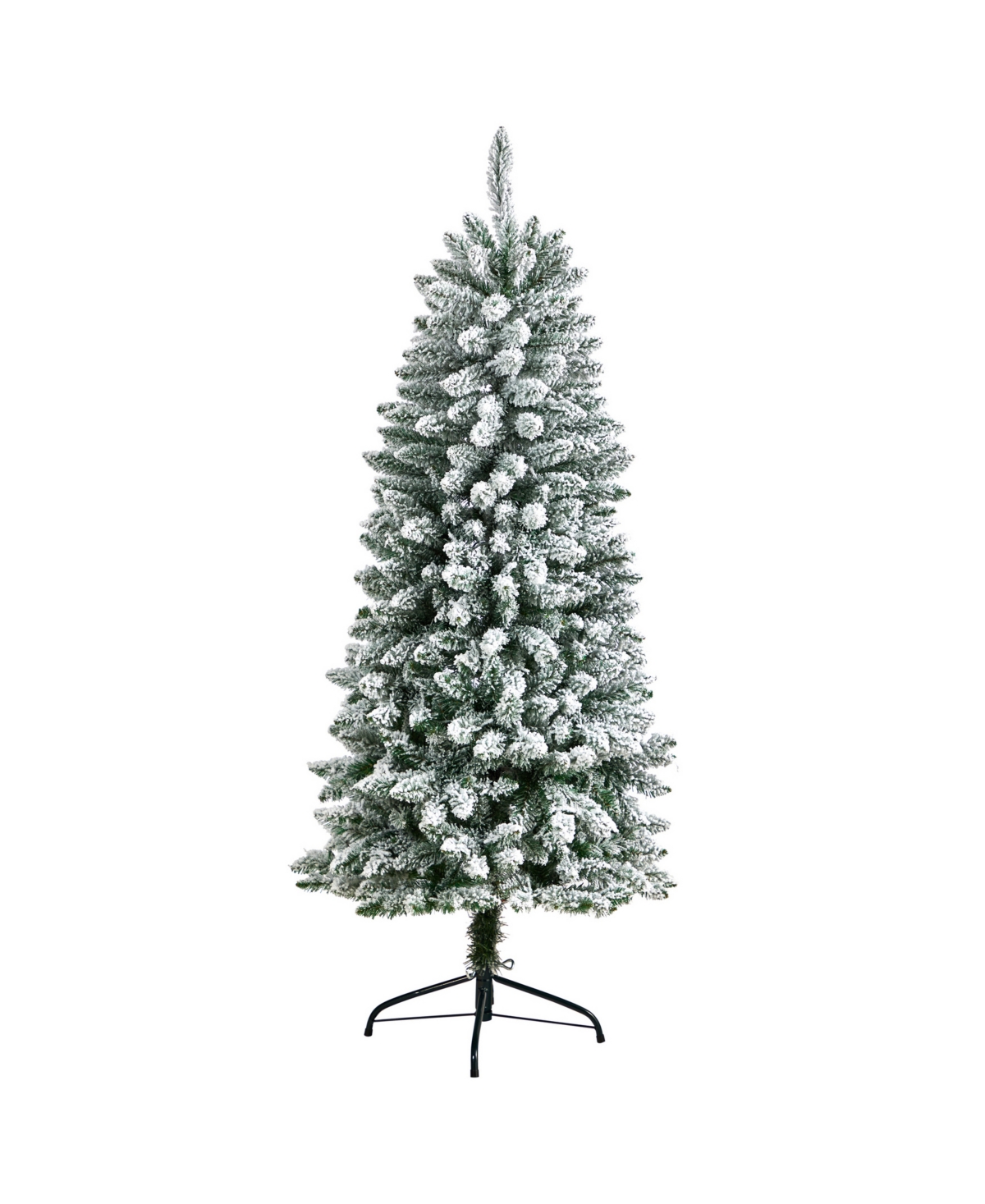 Slim Flocked Montreal Fir Artificial Christmas Tree with 150 Warm Led Lights and 491 Bendable Branches,