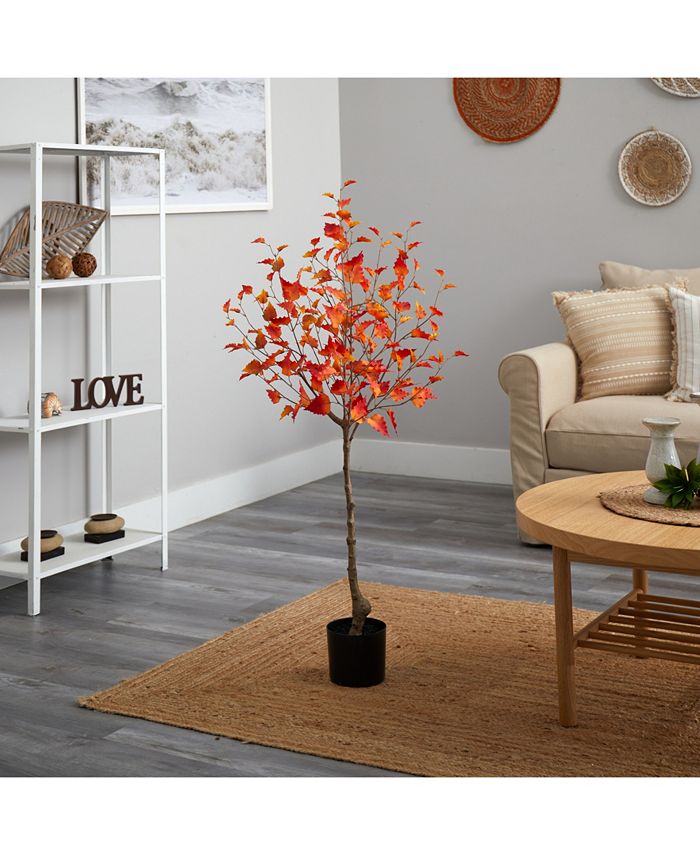 Nearly Natural 4' Fall Birch Artificial Autumn Tree Macy's