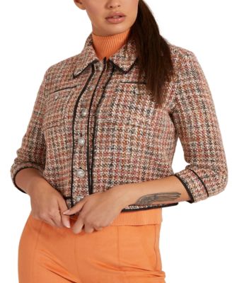 GUESS - Kellie 3/4-Sleeve Tweed Jacket