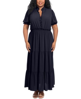 Plus Size Smocked Tiered Maxi Dress 