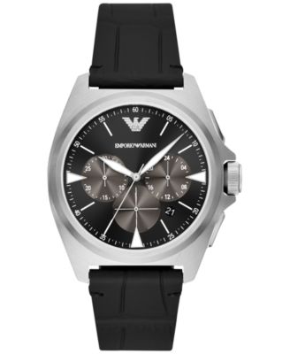 Emporio Armani - Men's Chronograph Black Leather Strap Watch 41mm
