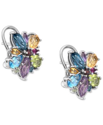 EFFY&reg; Multi-Gemstone Flower Stud Earrings (6-1/20 ct. t.w.) in Sterling Silver