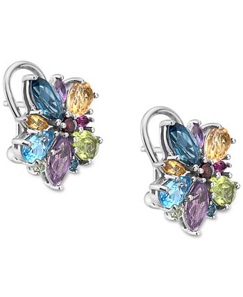 EFFY Collection - Multi-Gemstone Flower Stud Earrings (6-1/20 ct. t.w.) in Sterling Silver