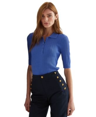 Lauren Ralph Lauren Cable-Knit Polo Sweater - Macy's