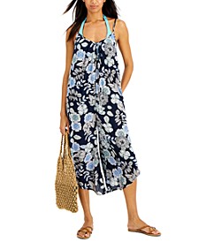 Printed Flowy Cropped Jumpsuit Cover-Up