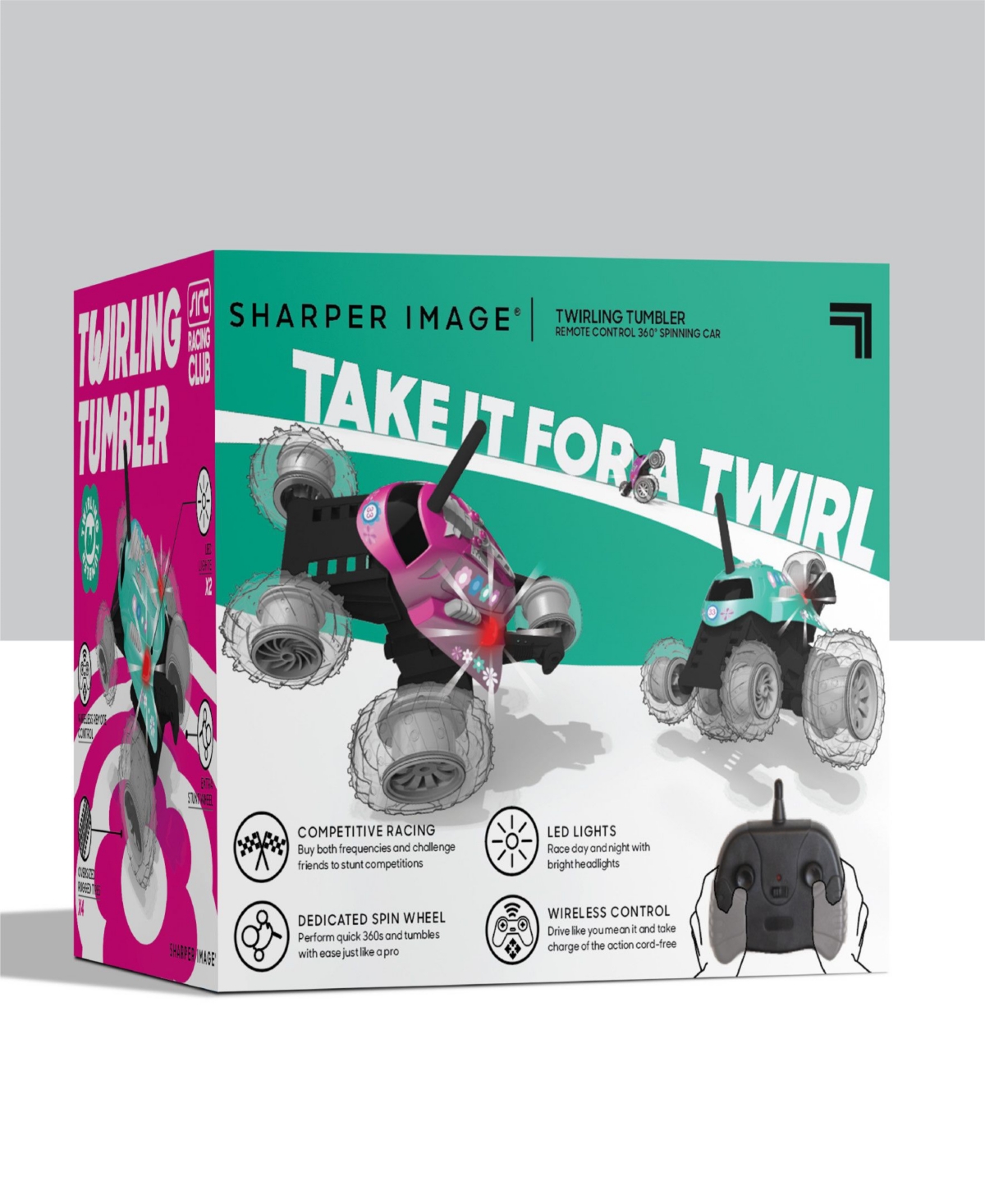 Shop Sharper Image Thunder Tumbler Toy Radio Controlled Car Set, 2 Piece In Pink