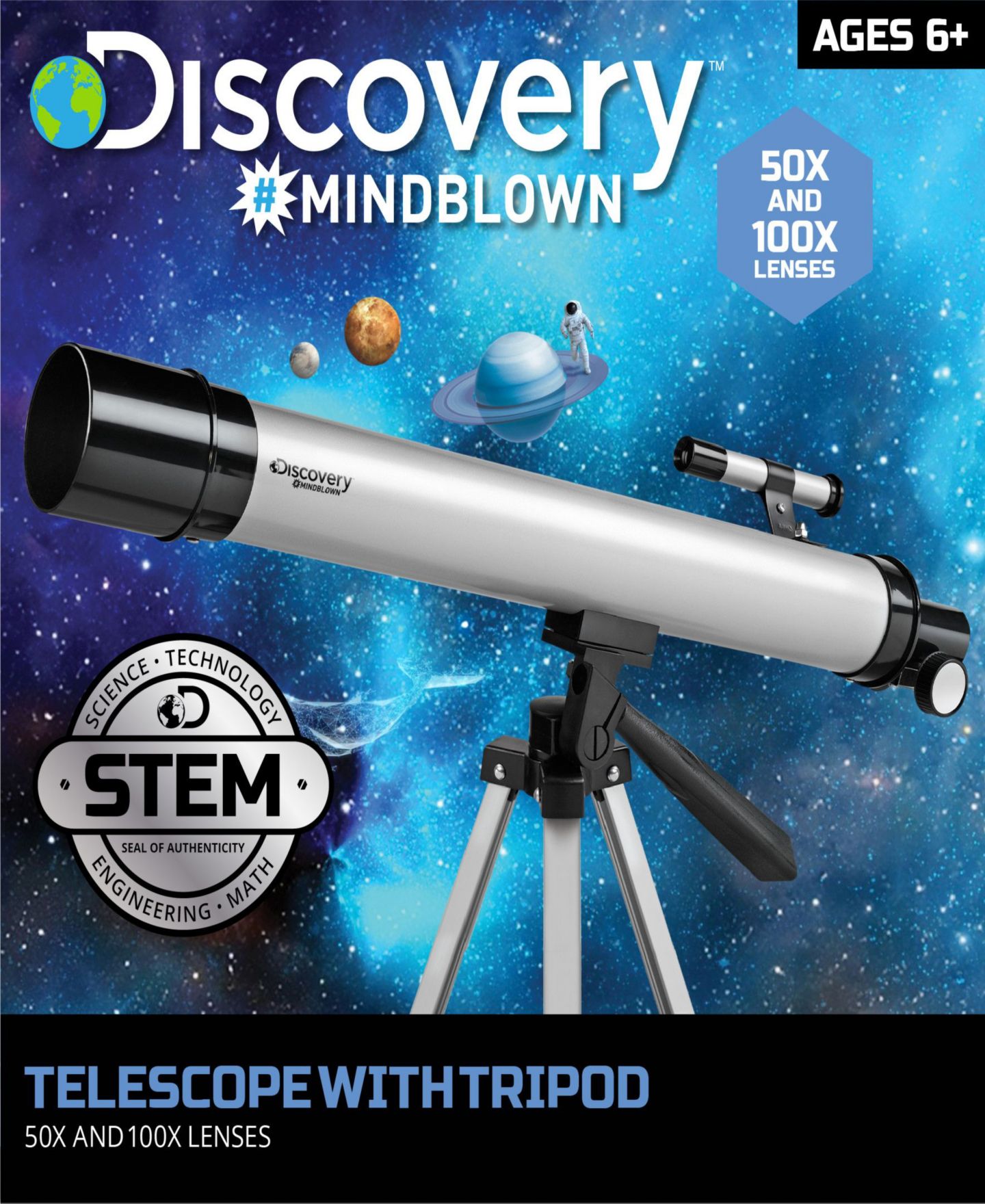Детские игрушки Discovery #Mindblown Telescope with 50X and 100X Lenses, Adjustable Tripod, 7-Piece Set, Ages 8+ — фото 2
