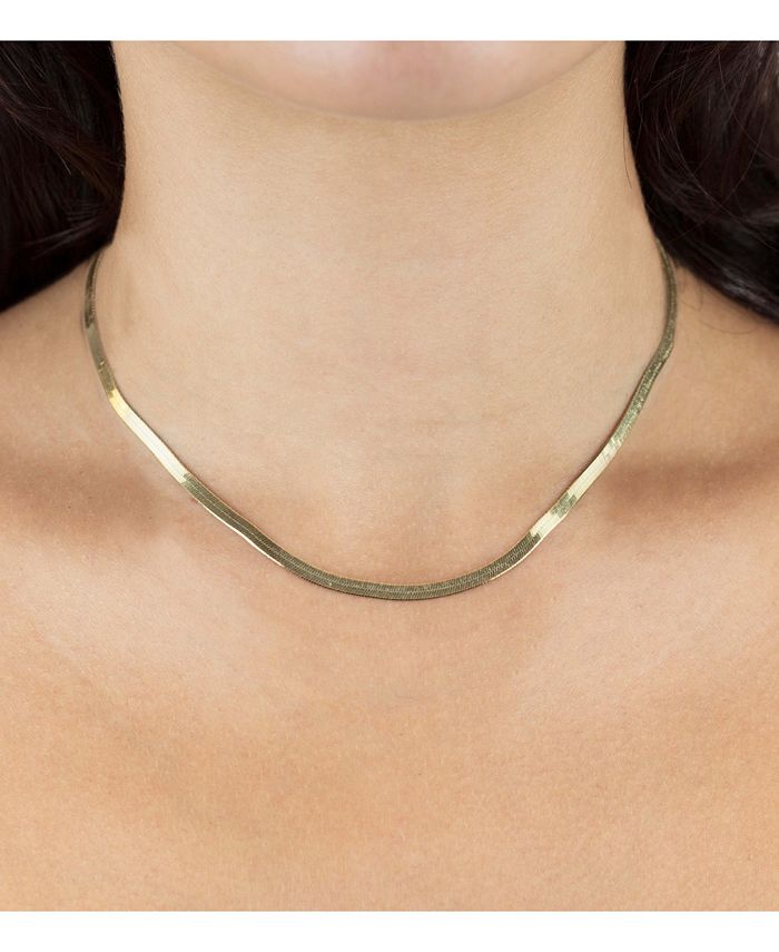 by Adina Eden Herringbone Necklace in 14k Gold Plated Over Sterling
