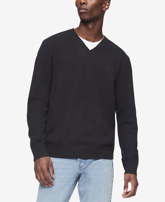 Calvin Klein Men's Solid V-Neck Merino Wool Sweater & Reviews - Sweaters -  Men - Macy's