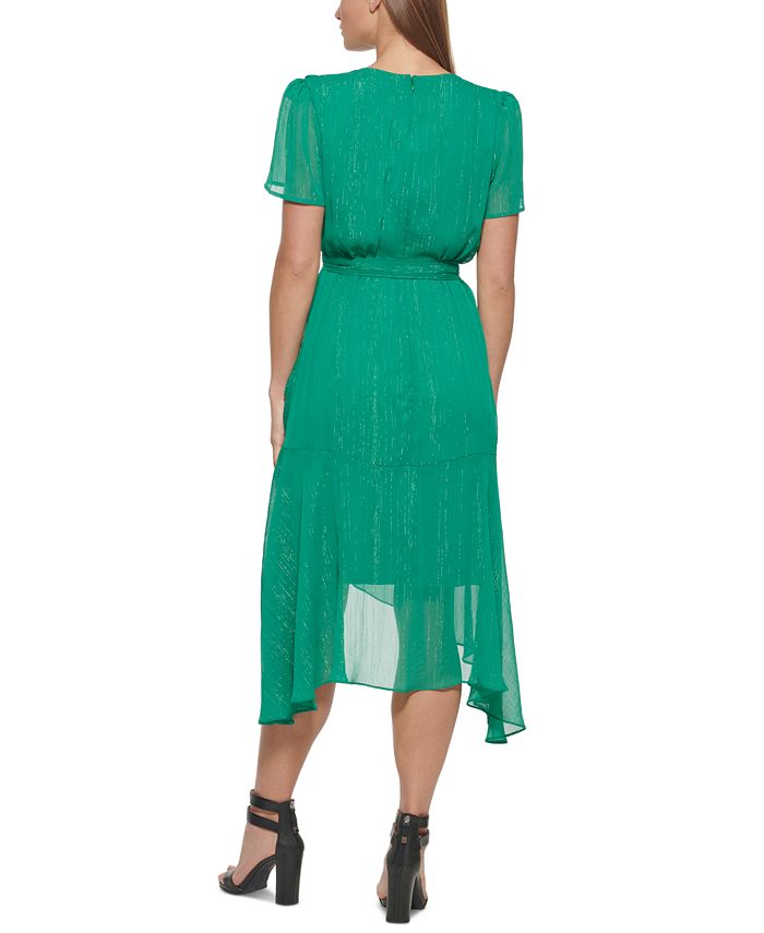 lurex ruched midi dress