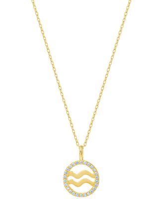 Giani Bernini - Cubic Zirconia Zodiac Halo 18" Pendant Necklace in 18k Gold-Plated Sterling Silver