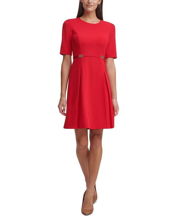 Tommy Hilfiger Petite Elbow-Sleeve Fit & Flare Dress - Macy's