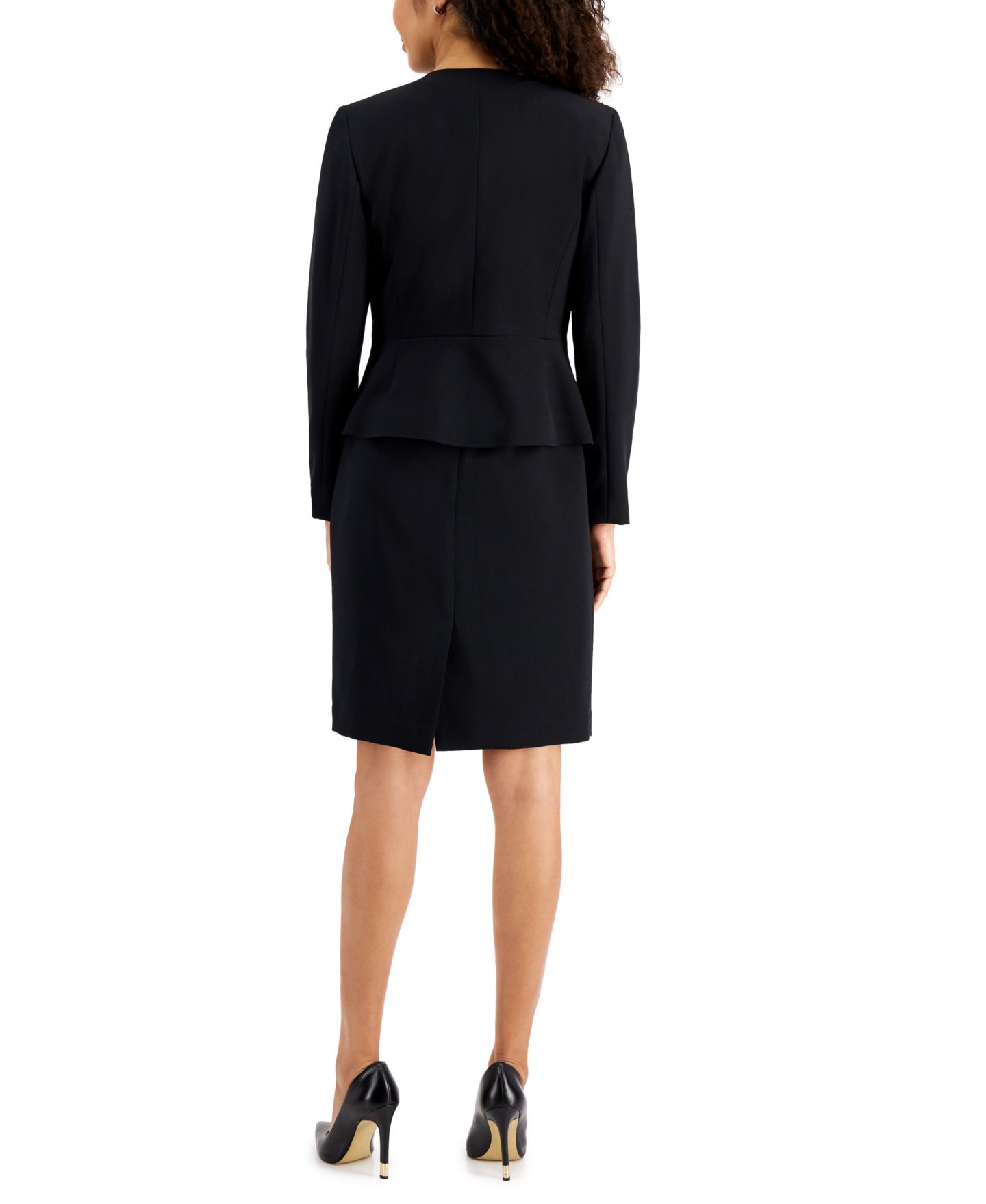 Женские платья Le Suit Collarless 2 Piece Dress Suit, цвет: Чёрный — фото 2