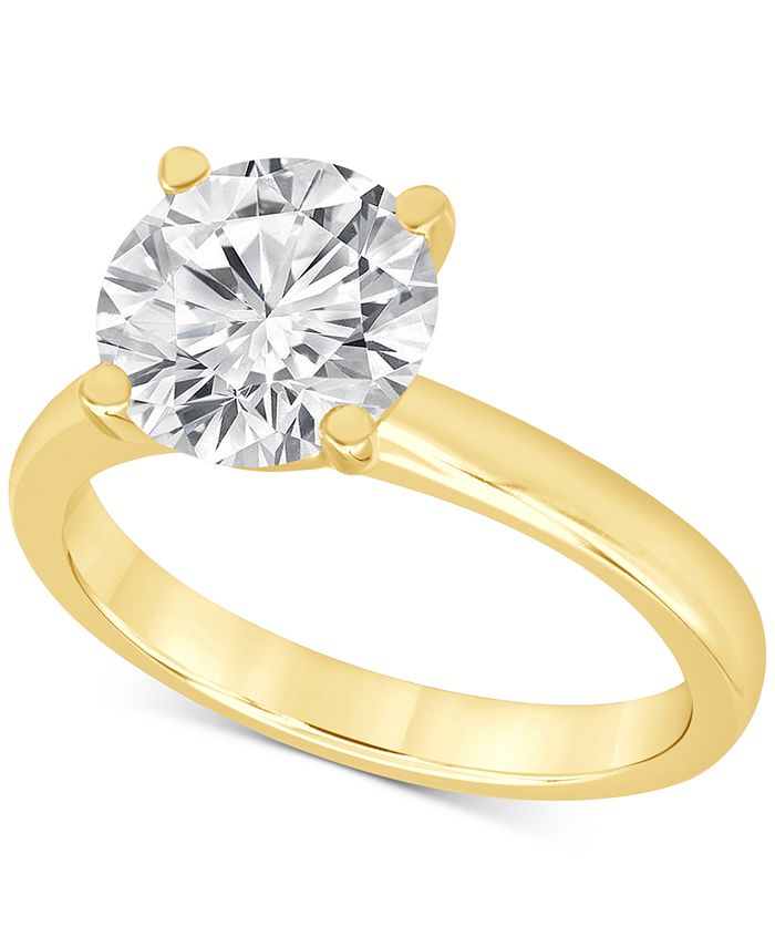 14K Gold 1.00 Carat Cushion Lab Grown Diamond Solitaire Engagement Ring 7 / Yellow Gold