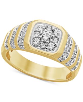 Macy's Men's Diamond Cluster Ring (1 ct. t.w.) in 10k Gold - Macy's