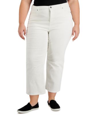 macys plus size white pants