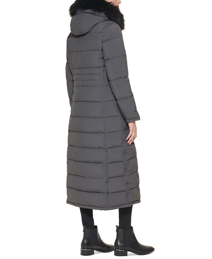 Calvin Klein Women's Faux-Fur-Trim Hooded Maxi Puffer Coat & Reviews ...