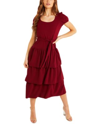 QUIZ Belted Tiered Midi Dress Macy s