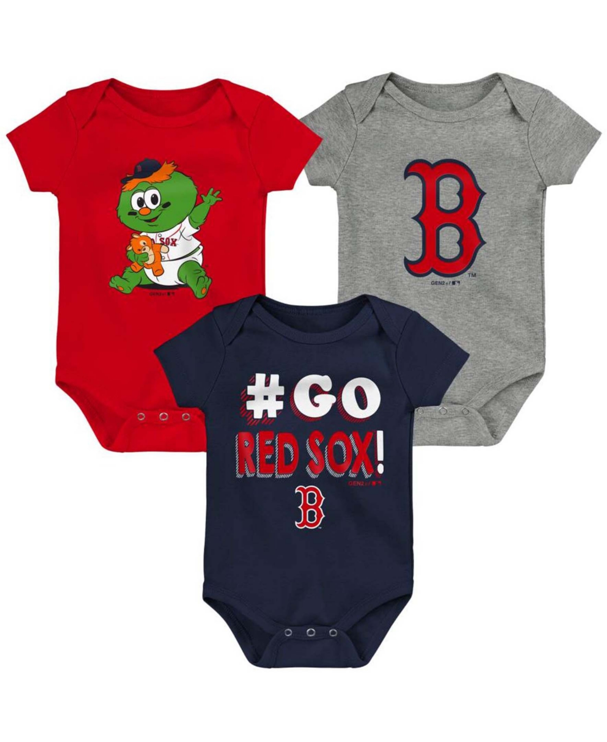 Outerstuff Babies' Newborn Infant Navy, Red, Gray Boston Red Sox Born To Win Bodysuit Set, 3 Pack In Navy,red,gray