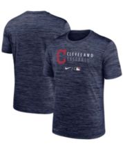 Men's Cleveland Indians Mitchell & Ness Navy Cooperstown Collection Mesh  Wordmark V-Neck Jersey